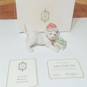 Lenox collections Golden Christmas pup decorated with 24 karat gold accents.